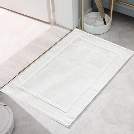 2PCS White Cotton Classic Rug Bath Mats Absorbent Cotton Hotel Spa Shower Bathtub Mats [Not A Bathroom Rug] Machine Washable Shower Bathroom Floor Towel White 2PCS.