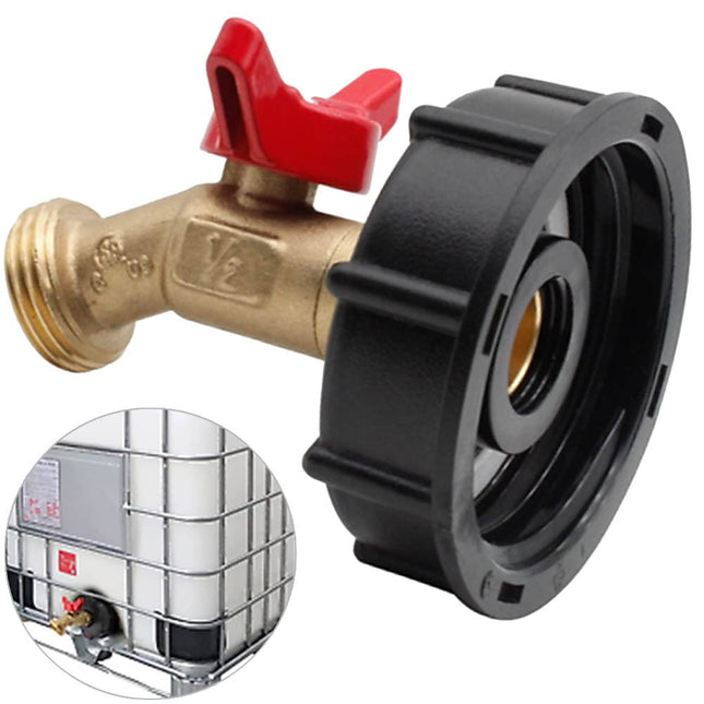 275-330 Gallon IBC Tote Water Tank Adapter 2 Free Brass Hose Faucet Water.