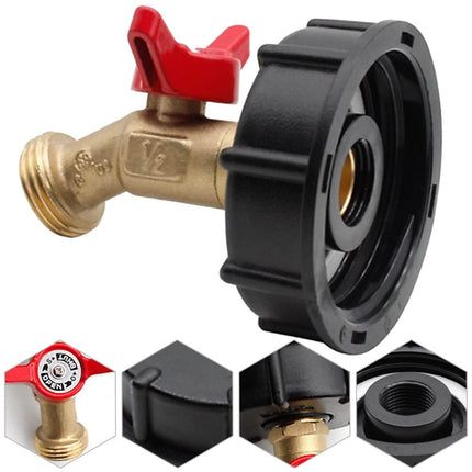 275-330 Gallon IBC Tote Water Tank Adapter 2 Free Brass Hose Faucet Water.