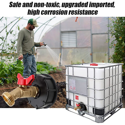 275-330 Gallon IBC Tote Water Tank Adapter 2 Free Brass Hose Faucet Water.