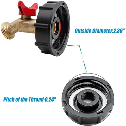 275-330 Gallon IBC Tote Water Tank Adapter 2 Free Brass Hose Faucet Water.