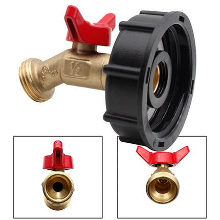 275-330 Gallon IBC Tote Water Tank Adapter 2 Free Brass Hose Faucet Water.