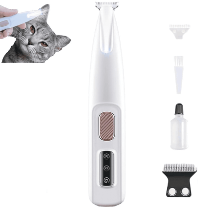 Belvedere Cat Grooming Trimmer - Rechargeable Low Noise Clipper with LED Light, Waterproof & Precision for Sensitive Areas 1set.
