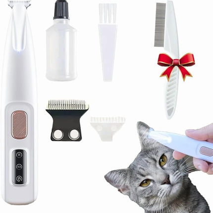 Belvedere Cat Grooming Trimmer - Rechargeable Low Noise Clipper with LED Light, Waterproof & Precision for Sensitive Areas 1set.