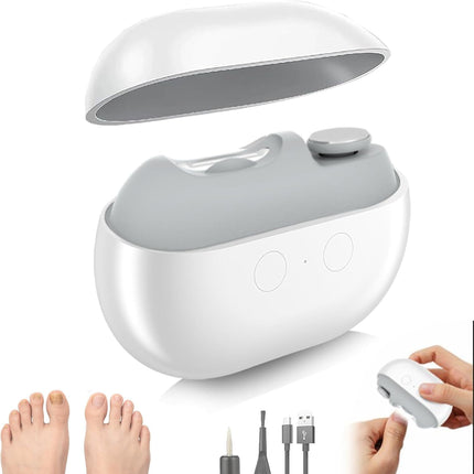 Smart Nail Clippers, Electric Toenail Clippers for Seniors and Babies, 2026 3-in-1 Electric Nail Clippers and Polisher (with LED Light, USB Port, and Nail Clipper Storage Case) (Black) White.