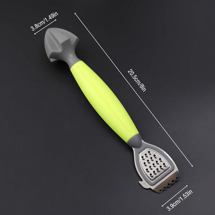 Green Stainless Steel 3-in-1 Citrus Zester & Juicer – Multi-Functional Lemon Grater, Peeler & Juicing Tool with Soft Grip Handle for Oranges, Limes & Grapefruit.