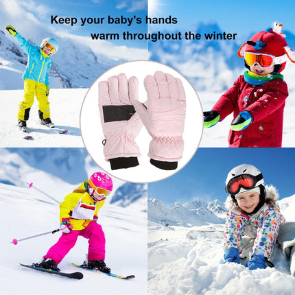 GXWEA Gloves For Kids Toddler Skis Kids Gloves Winter Gloves Thick Gloves Stretchy Warm Gloves Boys Girls 6-24 Months 4-8 Year AHA1 kids snow gloves Pink.