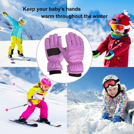 GXWEA Gloves For Kids Toddler Skis Kids Gloves Winter Gloves Thick Gloves Stretchy Warm Gloves Boys Girls 6-24 Months 4-8 Year AHA1 kids snow gloves Purple.