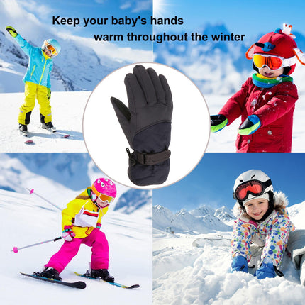 GXWEA Gloves For Kids Toddler Skis Kids Gloves Winter Gloves Thick Gloves Stretchy Warm Gloves Boys Girls 6-24 Months 6-11 Year AHA2 kids snow gloves Black.