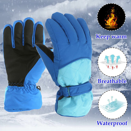 GXWEA Gloves For Kids Toddler Skis Kids Gloves Winter Gloves Thick Gloves Stretchy Warm Gloves Boys Girls 6-24 Months 10-16 Year AHA2 kids snow gloves Blue.