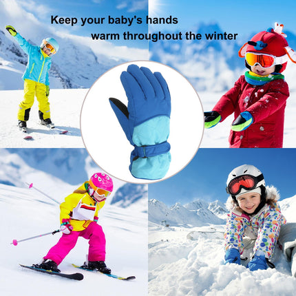 GXWEA Gloves For Kids Toddler Skis Kids Gloves Winter Gloves Thick Gloves Stretchy Warm Gloves Boys Girls 6-24 Months 10-16 Year AHA2 kids snow gloves Blue.
