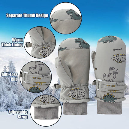 GXWEA Gloves For Kids Toddler Skis Kids Gloves Winter Gloves Thick Gloves Stretchy Warm Gloves Boys Girl 6-24 Months AHA5 kids snow gloves Grey.