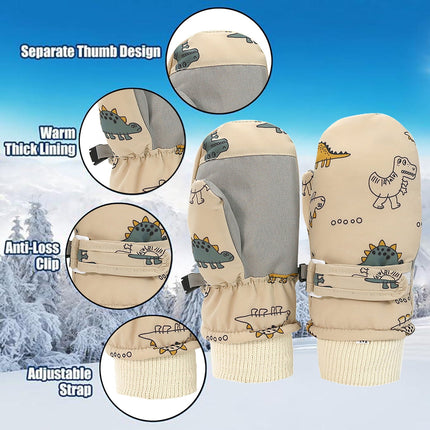 GXWEA Gloves For Kids Toddler Skis Kids Gloves Winter Gloves Thick Gloves Stretchy Warm Gloves Boys Girls 6-24 Months 4-8 Years AHA5 kids snow gloves Khaki.