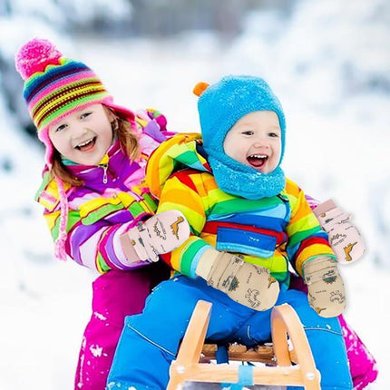 GXWEA Gloves For Kids Toddler Skis Kids Gloves Winter Gloves Thick Gloves Stretchy Warm Gloves Boys Girl 6-24 Months AHA5 kids snow gloves Khaki.
