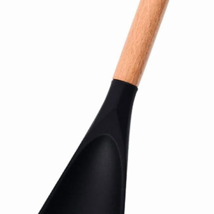 Multifunction Spatula Cooking Spoon, Multi Function Spatula Spoon, Silicone Cooking for Kitchen, 2 in 1 Multi Function Spoon, For Cook and Serving (Black, L) Black.