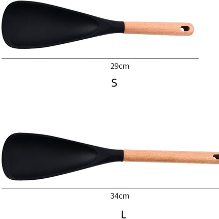 Multifunction Spatula Cooking Spoon, Multi Function Spatula Spoon, Silicone Cooking for Kitchen, 2 in 1 Multi Function Spoon, For Cook and Serving (Black, L) Black.
