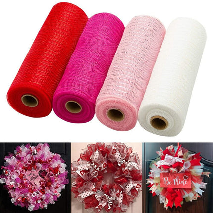 Clearance 4 Rolls Poly Burlap Deco Mesh 10 Inch Wide Decorative Ribbon Wrapping Home Door Wreath Decoration DIY Crafts Making.