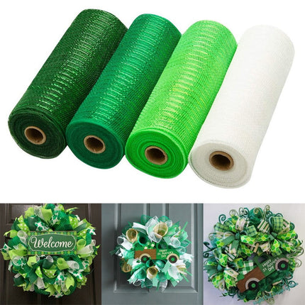 Clearance 4 Rolls Poly Burlap Deco Mesh 10 Inch Wide Decorative Ribbon Wrapping Home Door Wreath Decoration DIY Crafts Making.