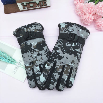 TAIAOJING Kids Winter Snow Ski Gloves Kids Winter Warm Windproof Cold Weather Outdoor Sports Gloves For Boys Girls Snow Gloves Ski Gloves One Size Grey.