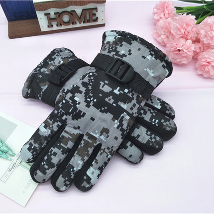 TAIAOJING Kids Winter Snow Ski Gloves Kids Winter Warm Windproof Cold Weather Outdoor Sports Gloves For Boys Girls Snow Gloves Ski Gloves One Size Grey.