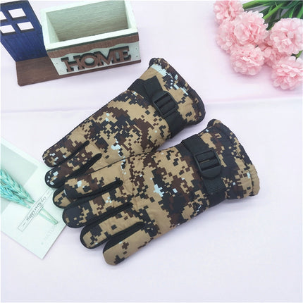 TAIAOJING Kids Winter Snow Ski Gloves Kids Winter Warm Windproof Cold Weather Outdoor Sports Gloves For Boys Girls Snow Gloves Ski Gloves One Size Yellow.