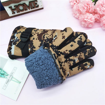 TAIAOJING Kids Winter Snow Ski Gloves Kids Winter Warm Windproof Cold Weather Outdoor Sports Gloves For Boys Girls Snow Gloves Ski Gloves One Size Yellow.