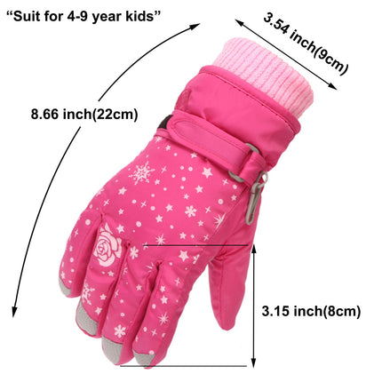 TAIAOJING Kids Winter Snow Ski Gloves Kids Winter Warm Windproof Cold Weather Outdoor Sports Gloves For Boys Girls Snow Gloves Ski Gloves One Size as pictures shown.