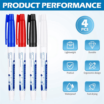 8 Pcs Deep Reach Markers Long Nose Marker Waterproof Deep Hole Marker 30 mm Reach Permanent Markers, 4 Colors.