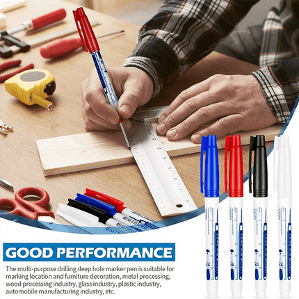 8 Pcs Deep Reach Markers Long Nose Marker Waterproof Deep Hole Marker 30 mm Reach Permanent Markers, 4 Colors.