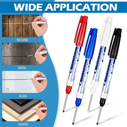 8 Pcs Deep Reach Markers Long Nose Marker Waterproof Deep Hole Marker 30 mm Reach Permanent Markers, 4 Colors.