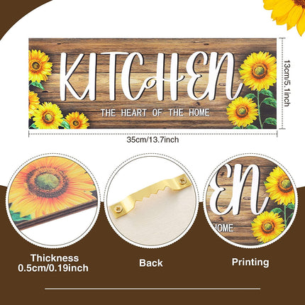 3 Pieces Sunflower Kitchen Decor Spring Decorations Blessed Thankful Wooden Hanging Sign Sunflower Gifts Wall Art Decor Farmhouse Summer Home Decor for Kitchen White.