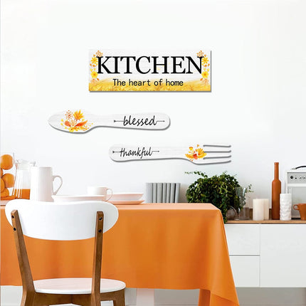 3 Pieces Sunflower Kitchen Decor Spring Decorations Blessed Thankful Wooden Hanging Sign Sunflower Gifts Wall Art Decor Farmhouse Summer Home Decor for Kitchen White.