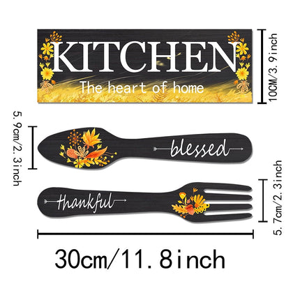 3 Pieces Sunflower Kitchen Decor Spring Decorations Blessed Thankful Wooden Hanging Sign Sunflower Gifts Wall Art Decor Farmhouse Summer Home Decor for Kitchen White.