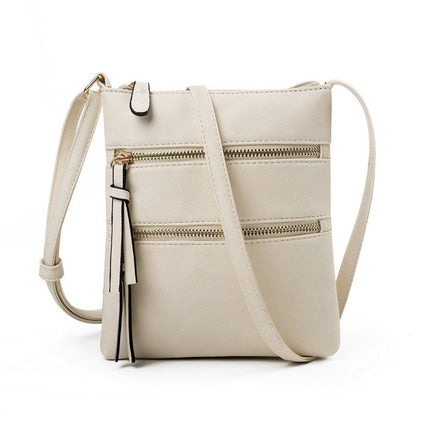 Small Crossbody Purses for Women Multi Pocket Travel Bag Over The Shoulder with Extra Long Strap - Beige.