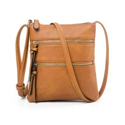 Small Crossbody Purses for Women Multi Pocket Travel Bag Over The Shoulder with Extra Long Strap - Beige Brown.