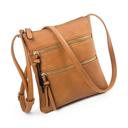 Small Crossbody Purses for Women Multi Pocket Travel Bag Over The Shoulder with Extra Long Strap - Beige Brown.