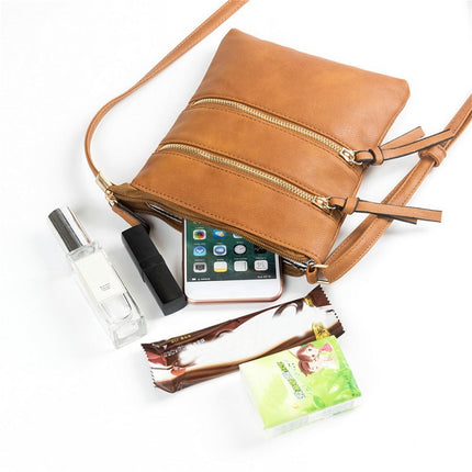 Small Crossbody Purses for Women Multi Pocket Travel Bag Over The Shoulder with Extra Long Strap - Beige Brown.