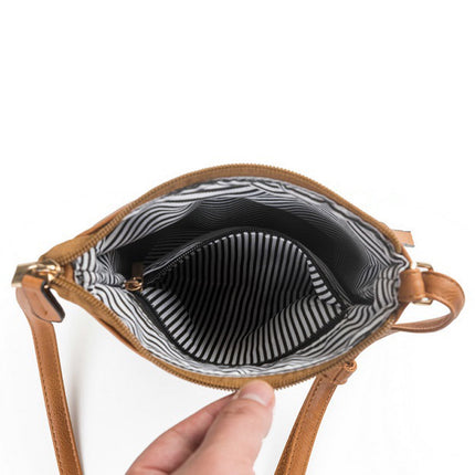 Small Crossbody Purses for Women Multi Pocket Travel Bag Over The Shoulder with Extra Long Strap - Beige Brown.