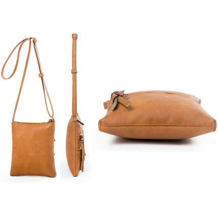Small Crossbody Purses for Women Multi Pocket Travel Bag Over The Shoulder with Extra Long Strap - Beige Brown.