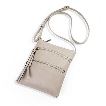Small Crossbody Purses for Women Multi Pocket Travel Bag Over The Shoulder with Extra Long Strap - Beige Light Grey.