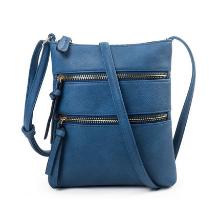Small Crossbody Purses for Women Multi Pocket Travel Bag Over The Shoulder with Extra Long Strap - Beige Navy Blue.