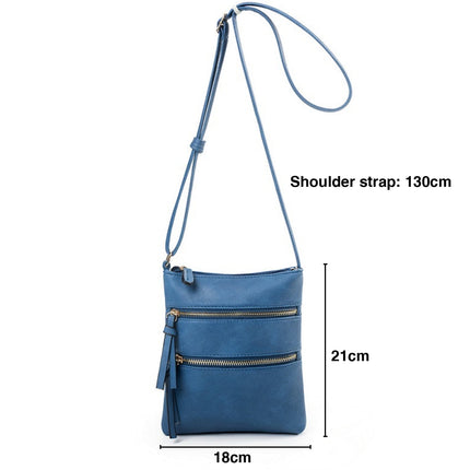 Small Crossbody Purses for Women Multi Pocket Travel Bag Over The Shoulder with Extra Long Strap - Beige Navy Blue.