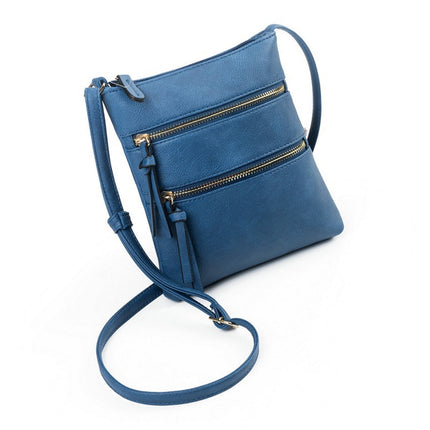 Small Crossbody Purses for Women Multi Pocket Travel Bag Over The Shoulder with Extra Long Strap - Beige Navy Blue.