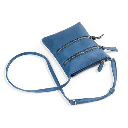 Small Crossbody Purses for Women Multi Pocket Travel Bag Over The Shoulder with Extra Long Strap - Beige Navy Blue.