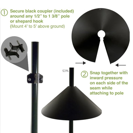 Squirrel Proof Baffle 鈥?12/14/16/18 Inches Wide Squirrel Protection for Bird Feeders 鈥?Anti-Rust Galvanized Steel Hangable Baffle, Protects Bird Houses from Squirrels 12" Black.
