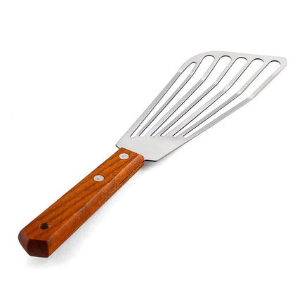 SPRING PARK 2Pcs/Set Wooden Handle Fish Spatula Stainless Steel Large Slotted Turner Heavy Spatula Nonstick Fried Shovel For Kitchen Steak Metal Cookie Flipper Egg Cookie Omelette.
