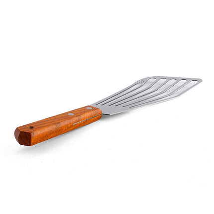 SPRING PARK 2Pcs/Set Wooden Handle Fish Spatula Stainless Steel Large Slotted Turner Heavy Spatula Nonstick Fried Shovel For Kitchen Steak Metal Cookie Flipper Egg Cookie Omelette.