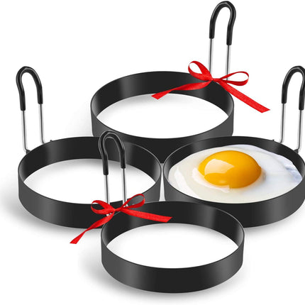 Eggs Rings, 4 Pack Stainless Steel Egg Cooking Rings, Pancake Mold for frying Eggs and Omelet 3.7" x 2.4" x 1.6".