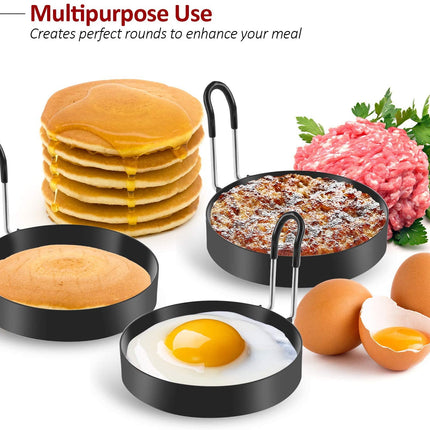 Eggs Rings, 4 Pack Stainless Steel Egg Cooking Rings, Pancake Mold for frying Eggs and Omelet 3.7" x 2.4" x 1.6".