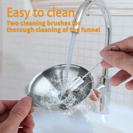 4 Pcs Metal Stainless Steel Funnel, Large Small Funnel Set of 3, Food Grade Mini Funnels for Kitchen Use Filling Bottles Liquor Flask Tiny Spice Cooking Powder Water Silver.